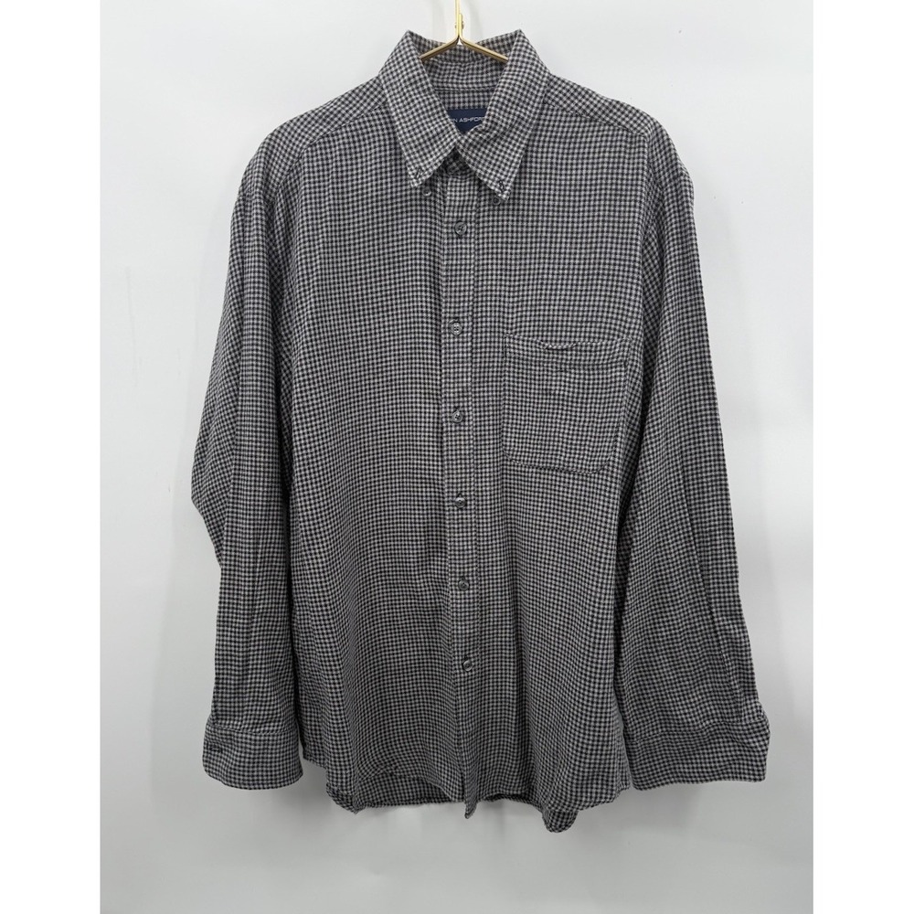 Mens John Ashford Long Sleeve Button Up Shirt  Black/White - Size M